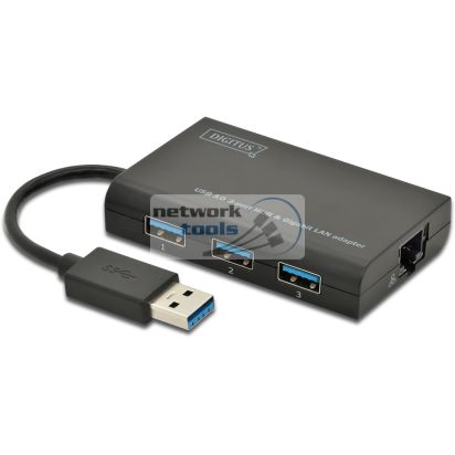 DIGITUS DA-70250 Концентратор-адаптер Gigabit Ethernet USB 3.0, 3 порта USB, 1 порт LAN
