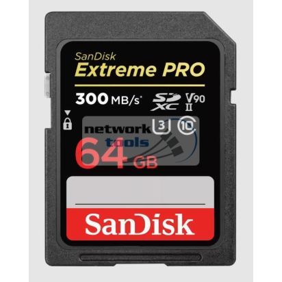 Карта памяти SanDisk 64GB SDXC C10 UHS-II U3 V90 R300/W260MB/s Extreme Pro SDSDXDK-064G-GN4IN