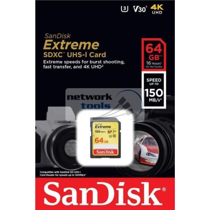 Карта пам'яті SanDisk 64GB SDXC C10 UHS-I U3 R150/W60MB/s Extreme SDSDXV6-064G-GNCIN