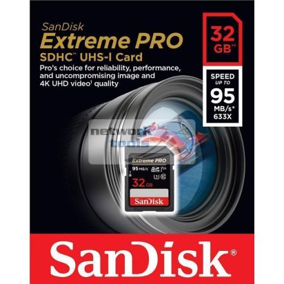 Карта памяти SanDisk 32GB SDHC V30 UHS-I U3 R95/W90MB/s Extreme Pro SDSDXXG-032G-GN4IN