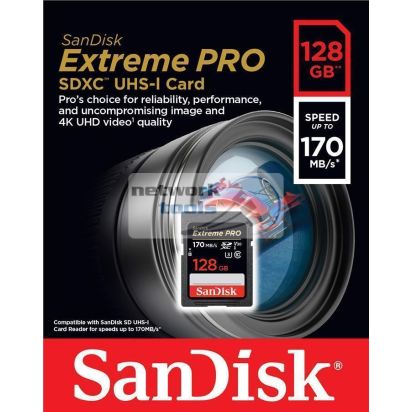 Карта памяти SanDisk 128GB SDXC C10 UHS-I U3 R170/W90MB/s Extreme Pro SDSDXXY-128G-GN4IN