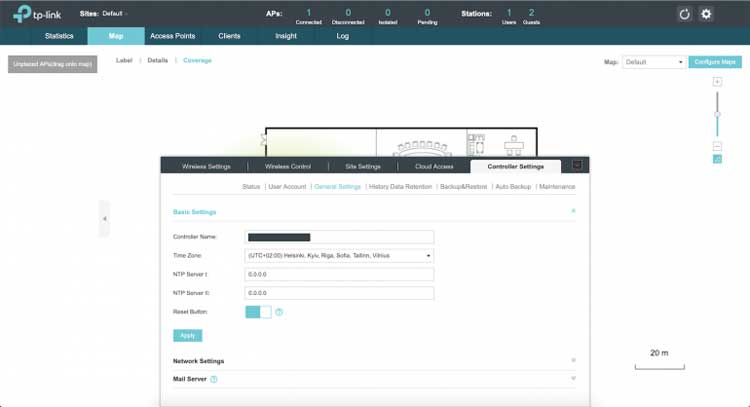 Интерфейс Omada OC200