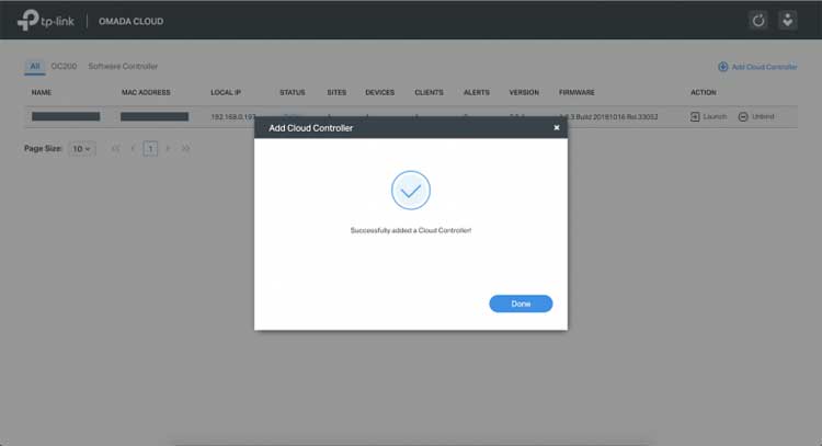 Завершение добавления облачного контроллера